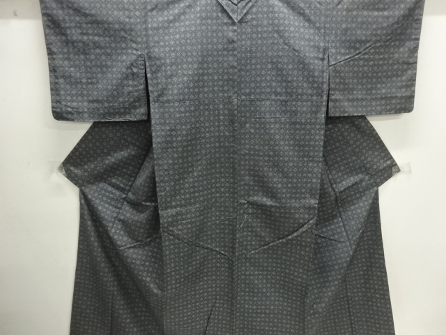 JAPANESE KIMONO / DIAMOND-PATTERN WOVEN TSUMUGI KIMONO